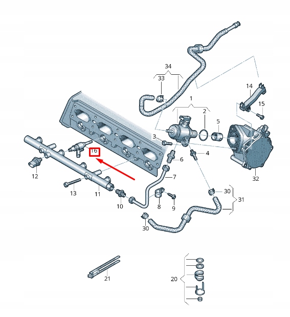 juego de 4 inyectores 06L906036AG — Audi TT Volkswagen Oe